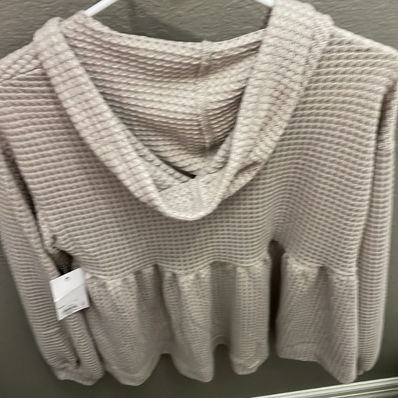 Gray Waffle Knit Hoodie SO - Picture 6 of 13